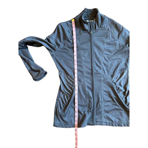 Athleta Revive Ruched Gray Vented Full Zip Jacket Women's Medium. - Picture 6 of 7